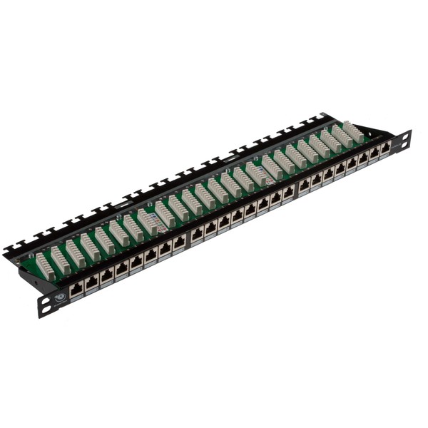 LEVITON 0.5U CAT6PLUS 24 PORT UNSCREENED PATCH PANEL LSA IDC 568A-B WIRED BLACK WITH CABLE MANAGEMENT